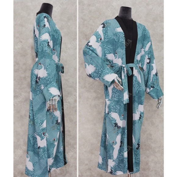🧡IN STOCK🧡5⭐Swan Print Beach Cover Up - Picture 5 of 9